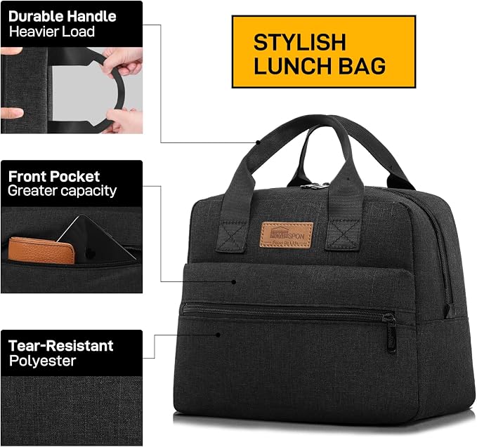 HOMESPON Insulated Lunch Bag for Women Men Lunch Box Cooler Lunch Tote for Work - Image 2