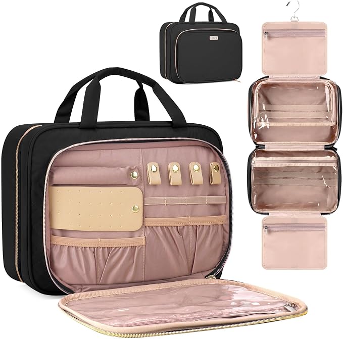 8L Travel Toiletry Bag with Jewelry Organizer by BAFAMYE