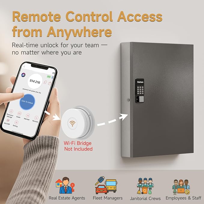 192 Key Lock Box Wall Mount, Smart Key Cabinet, One Time Password/Fixed - Image 4