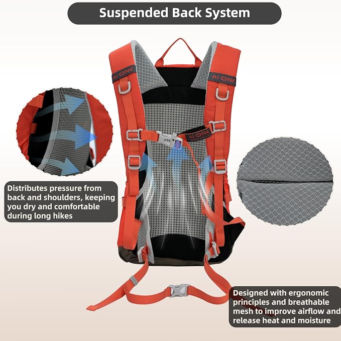 22L Hiking Backpack Lightweight Durable Waterproof Ventilated & Sweat-Wicking - Image 2