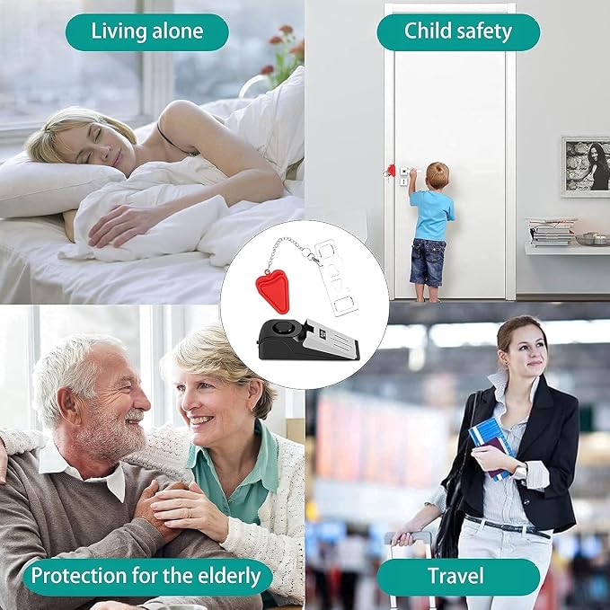 Portable Door Lock & Door Stop Alarm Set, Dual Protection Home Security Door Kit - Image 7