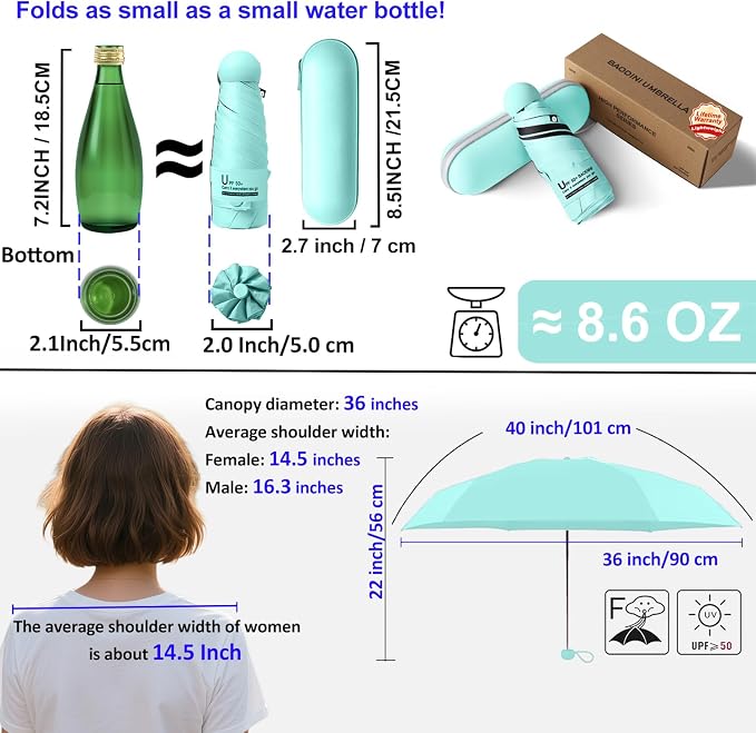BAODINI Travel Mini Umbrella for Purse - Image 3