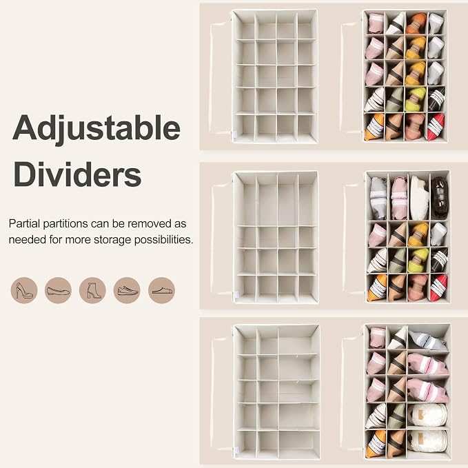 Shoe Organizer for Closet 2 Pack, Foldable Shoe Box - Image 4