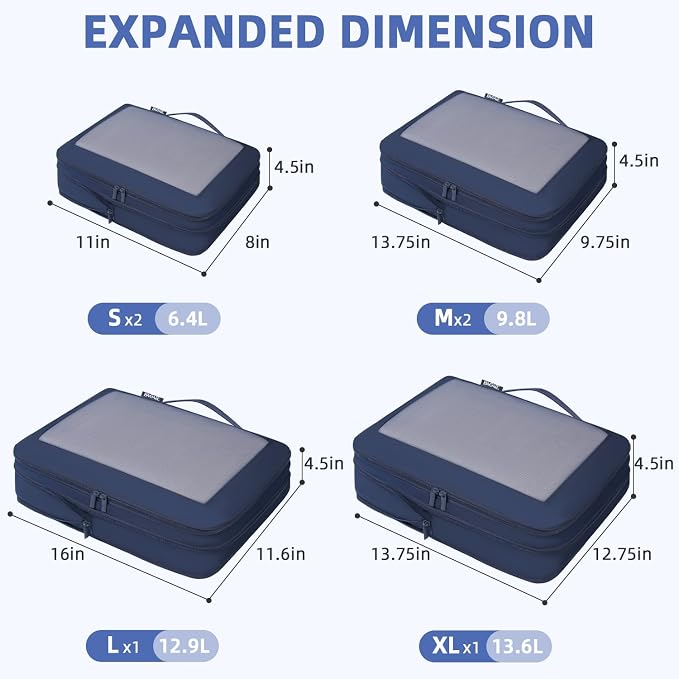 BAGAIL 4 Set/6 Set/8 Set Compression Packing Cubes Travel Accessories - Image 2