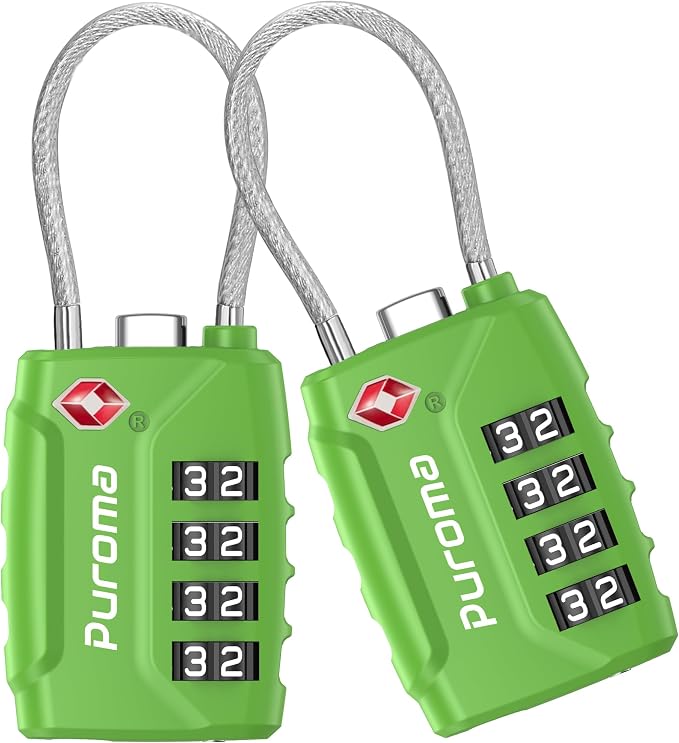 Puroma 2 Pack TSA Approved Luggage Locks, 4 Digit Combination Travel Locks by Puroma