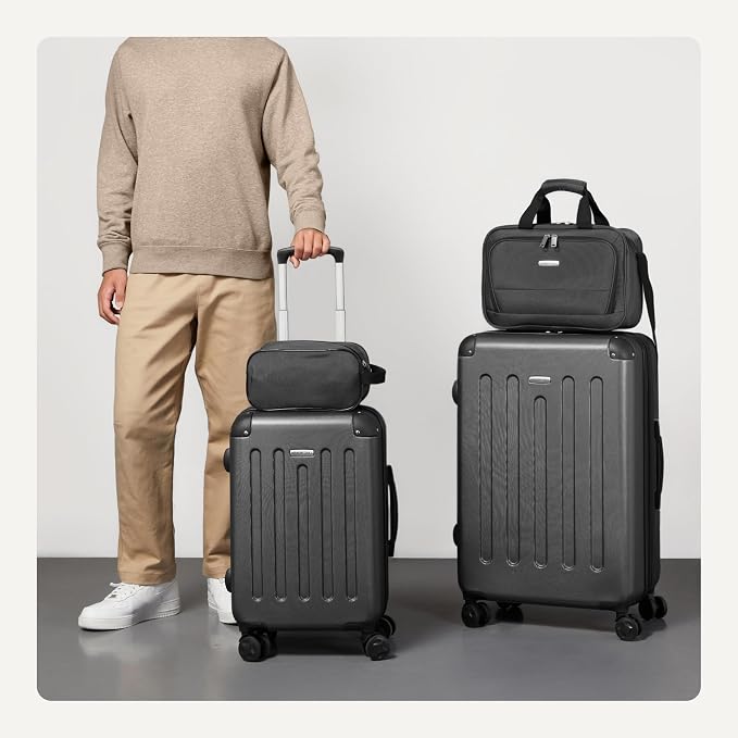 Amazon Basics 4-Piece Luggage Set, Including Two Hardside Suitcases - Image 3
