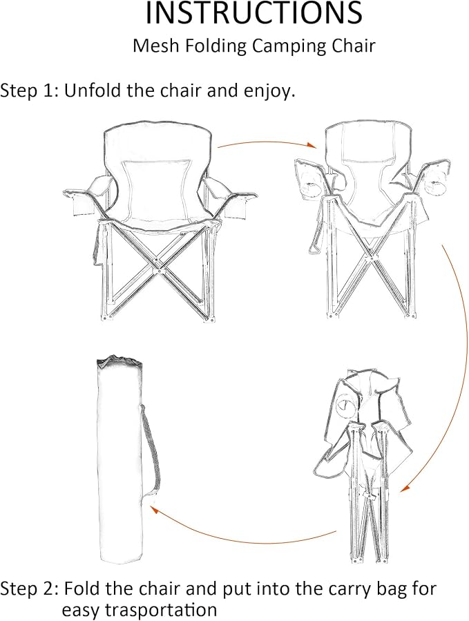Padded Camping Chairs for Adults, Oversized Folding Outdoor Chairs, Weight - Image 7