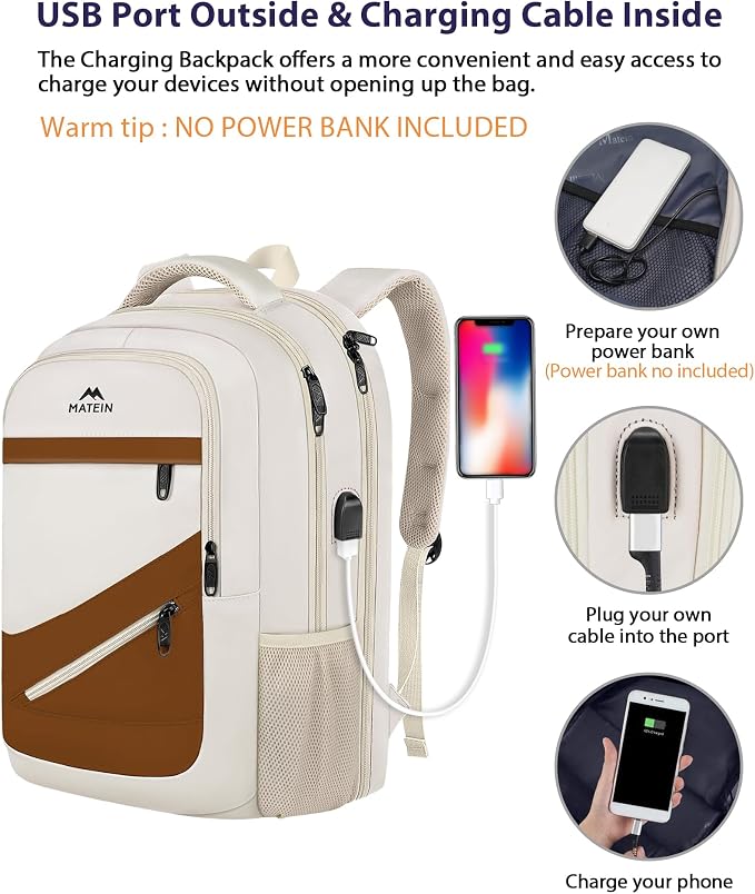 MATEIN 17.3 Inch Womens Laptop Backpack, Water Resistant Work Business Backpack - Image 4