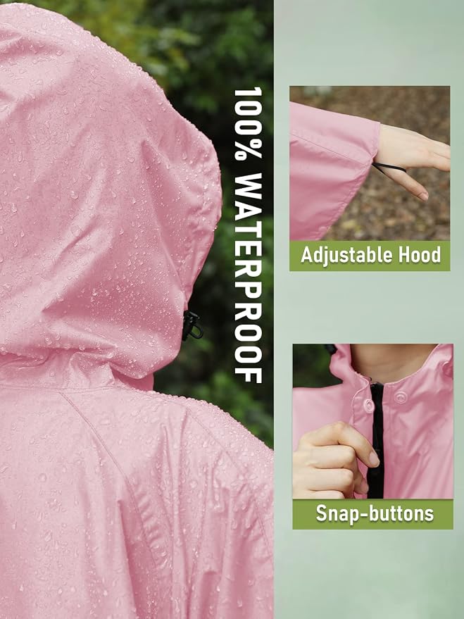 SaphiRose Unisex Rain Poncho Hooded Waterproof Raincoat - Image 3