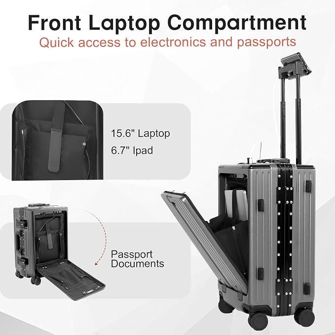 24 Inch Check-In Luggage Aluminum Frame Zipperless Luggage, Hard Shell Suitcase - Image 2