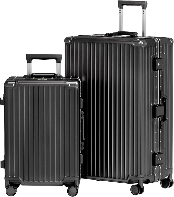 AnyZip Luggage Sets 2 Piece Aluminum Frame Carry On and Checked Suitcase PC ABS by YourBestTravelChoice