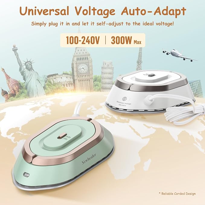 Newbealer Travel Iron with Global Voltage, 100-240V Mini Dry Iron - Image 3