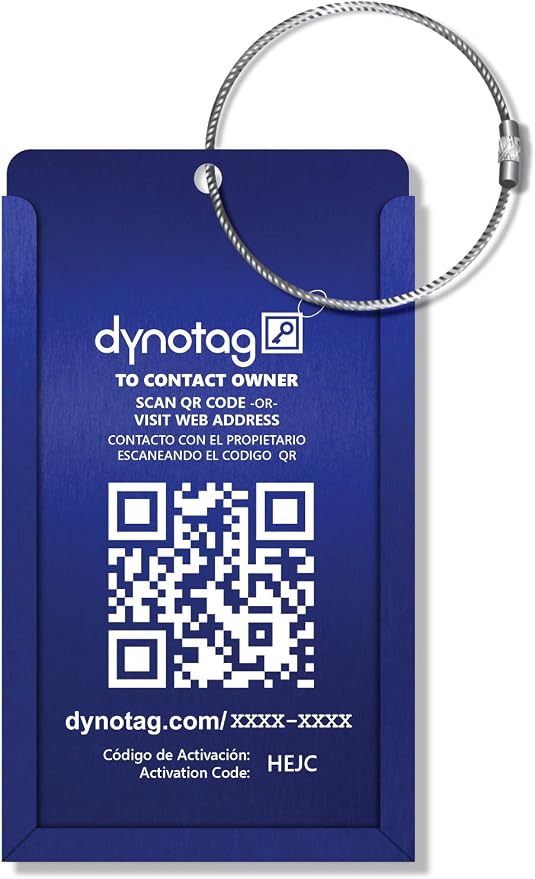Dynotag® Web Enabled Smart Aluminum Convertible Luggage ID Tag + Braided Steel by DynotagInc