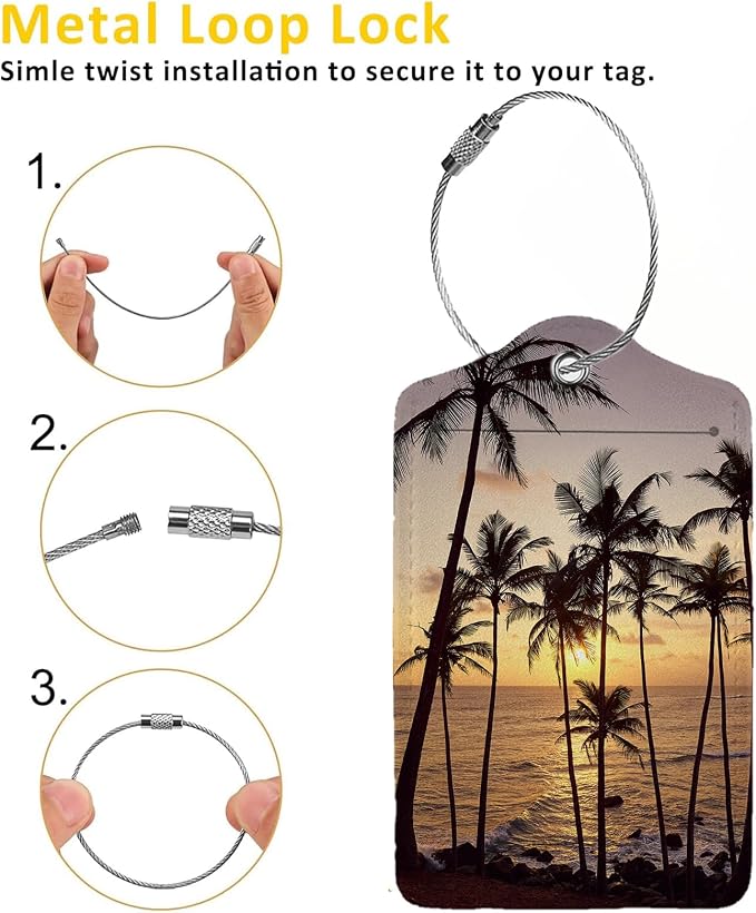 Sunset with Coconut Trees 2 Pack Luggage Tag - Image 3