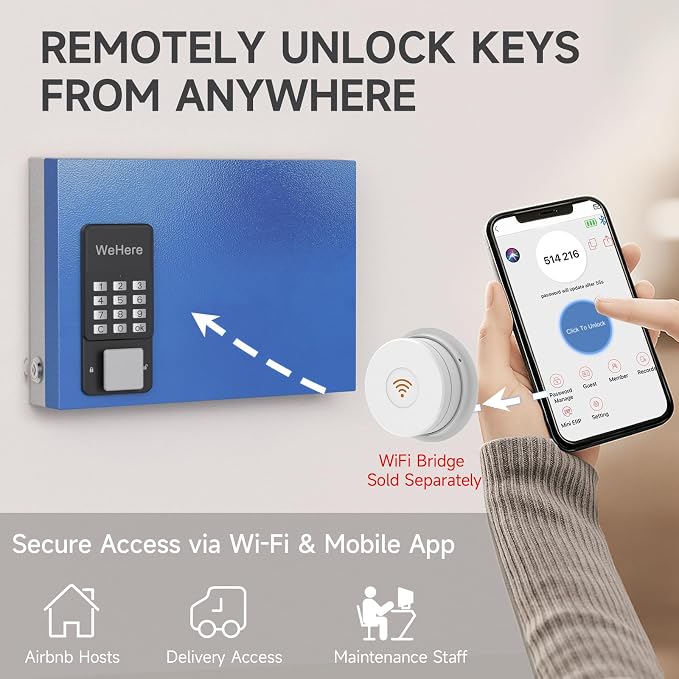 WeHere 16 Key Lock Box Wall Mount, Smart Key Cabinet - Image 4