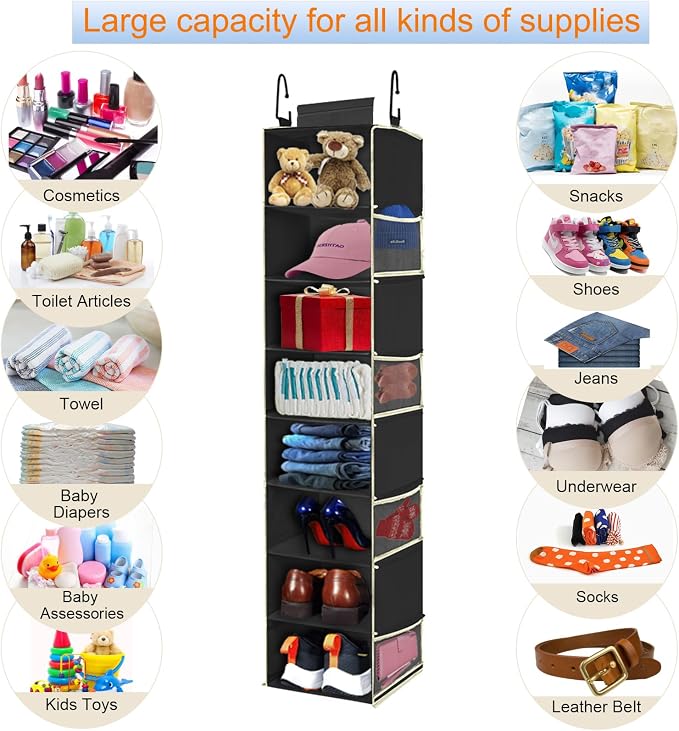 2 Pack Large-Sized Hanging Shoe Organizer 8-Shelf, Hanging Closet Organizer - Image 6