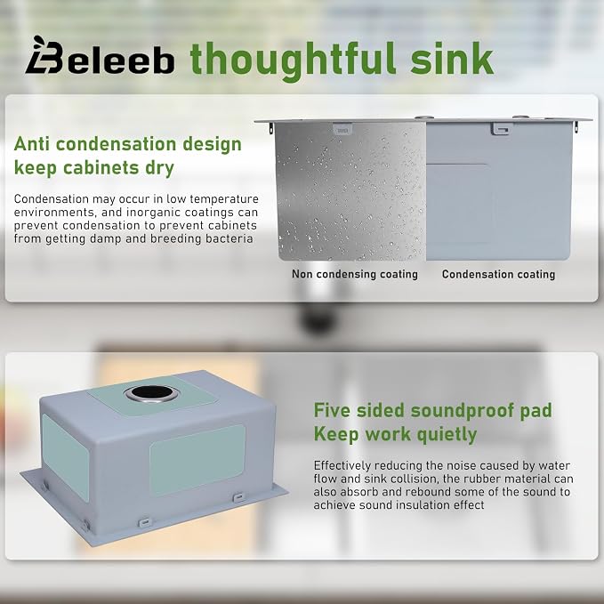 Drop In Kitchen Sink 28x18", 18 Gauge Stainless Steel Sink, 3D Embossed Surface - Image 4