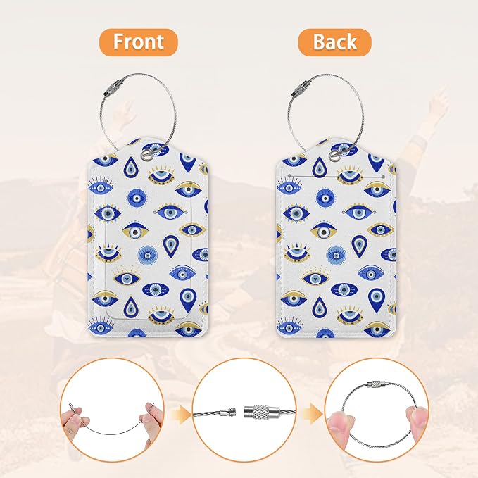 Blue Evil Eyes Hamsa Hand Luggage Tags - Image 3