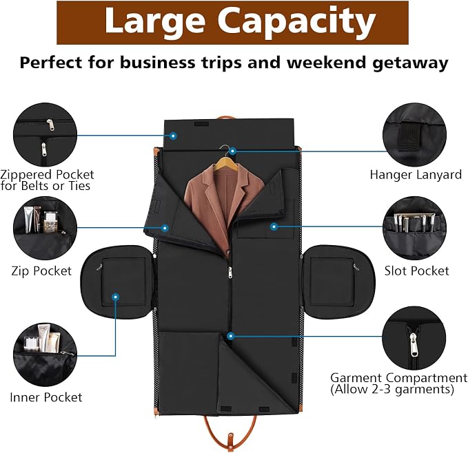 Garment Bag for Travel Convertible Carry On Garment Bag Large Travel Duffel - Image 4