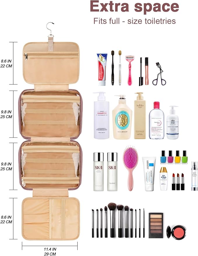Women's Hanging Toiletry Bag, Waterproof Travel Cosmetic Organizer - Image 6
