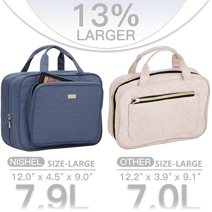 NISHEL Travel Toiletry Bag for Women Large Capacity, Makeup Essentials Organizer - Image 2
