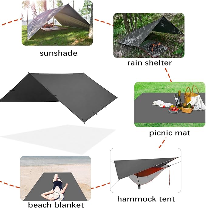 KALINCO Tent Tarp, Picnic Mat Camping Tarp Tent Hammock Tarp, pu Waterproof - Image 3