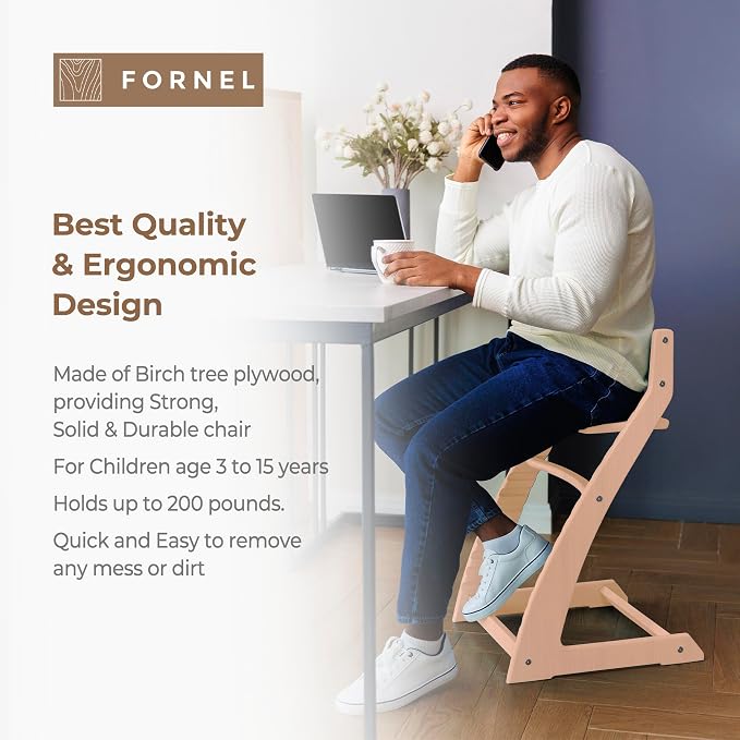 FORNEL Scandinavian Wooden High Chair | The Adjustable Grow-with-Me Chair - Image 2