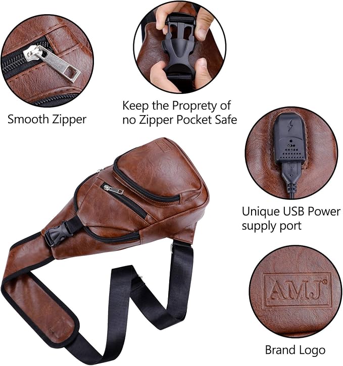 AMJ Crossbody Sling Bag Men Women, Casual Shoulder Backpack, Chest Daypack - Image 3