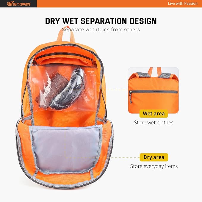 SKYSPER Lightweight Packable Backpack - 30L Hiking Daypack - Image 7