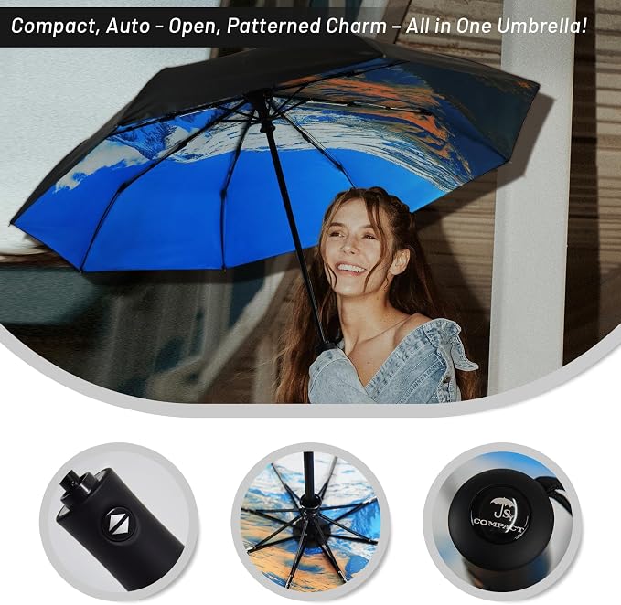 SY COMPACT Travel Umbrella Windproof Automatic Umbrellas Small Compact UV Sun - Image 3