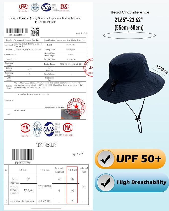 Water-Resistant Sun UPF 50+ Bucket Hat Protection Packable Brimmed Boonie - Image 5