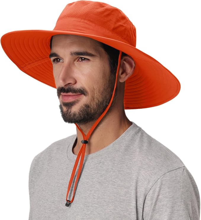 Home Prefer UPF50+ Mens Sun Hat Wide Brim Fishing Hat Foldable Large Brim UV by HomePreferHatsCaps