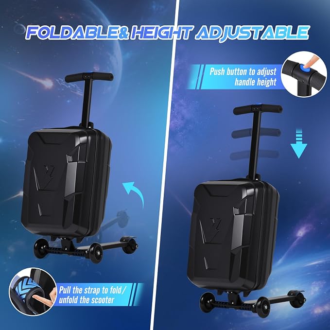 smilesun Scooter Suitcase for Kids & Adults, Foldable Carry On Travel Luggage - Image 5