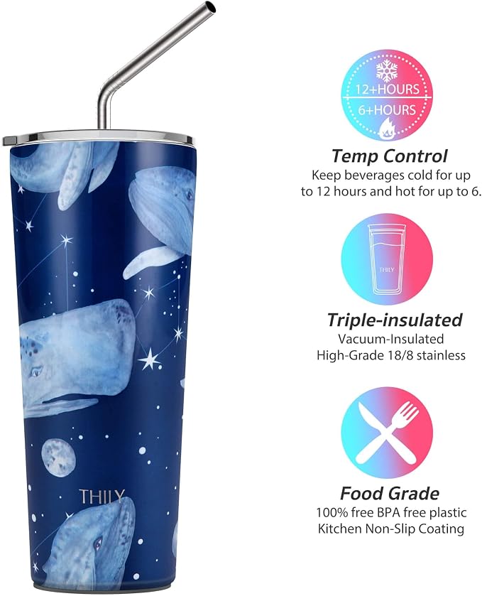 THILY Stainless Steel Vacuum Insulated Tumbler 26 oz Triple-Insulated Travel Mug - Image 3