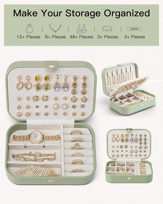 Vlando Travel Jewelry Case, PU Leather Travel Jewelry Box - Image 7