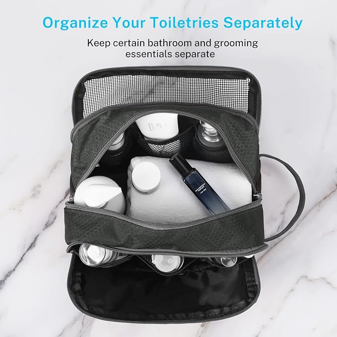 Gonex Travel Toiletry Bag Nylon, Dopp Kit Shaving Bag Toiletry Organizer Gray - Image 4