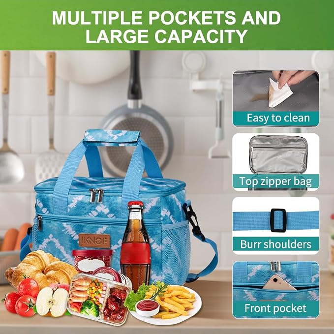iknoe Large Foldable Cooler Bag, 8.5L Insulated Lunch Bag, Leakproof Lunch - Image 5