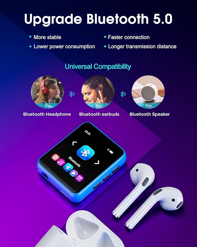 MP3 Player with Bluetooth 5.0 Portable HiFi Lossless Sound MP3 Music Player and - Image 4