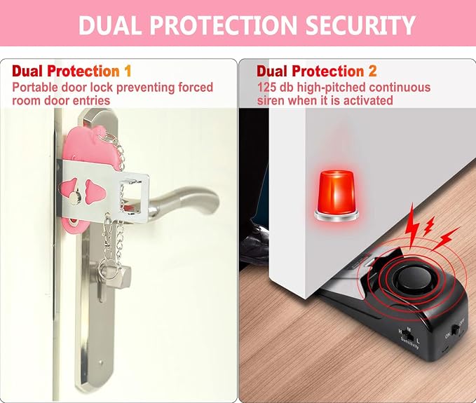 MBBEST Hotel Door Lock & Door Stop Alarm, Dual Protection Security Devices - Image 5