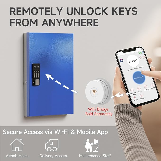 WeHere 72 Key Lock Box Wall Mount, Smart Key Cabinet - Image 5