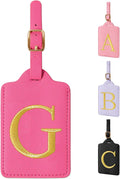 Personalized Rose Red Leather Initial Luggage Tags by izuzta