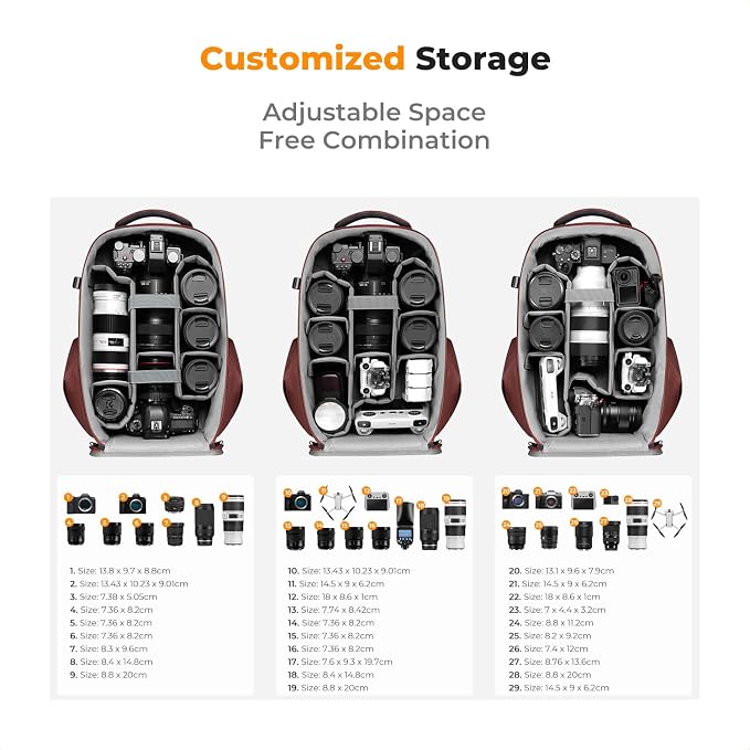 K&F Concept Camera Backpack, Hardshell Photography DSLR Camera Bag - Image 3