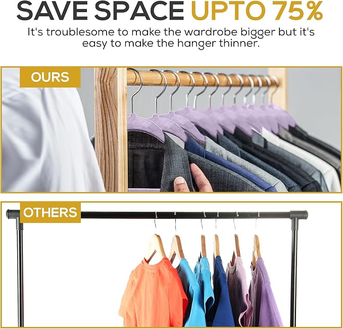 Premium Velvet Hangers 50 Pack Ultra Thin Non Slip Adult Felt Space Saving Suit - Image 6