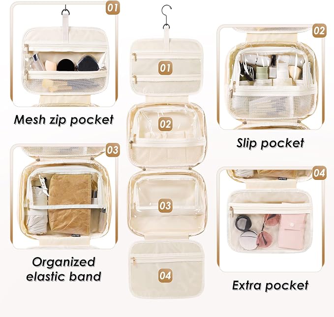 Travel Toiletry Makeup Bag for Women Hanging Toiletry Bag Cosmetic Organizer - Image 3