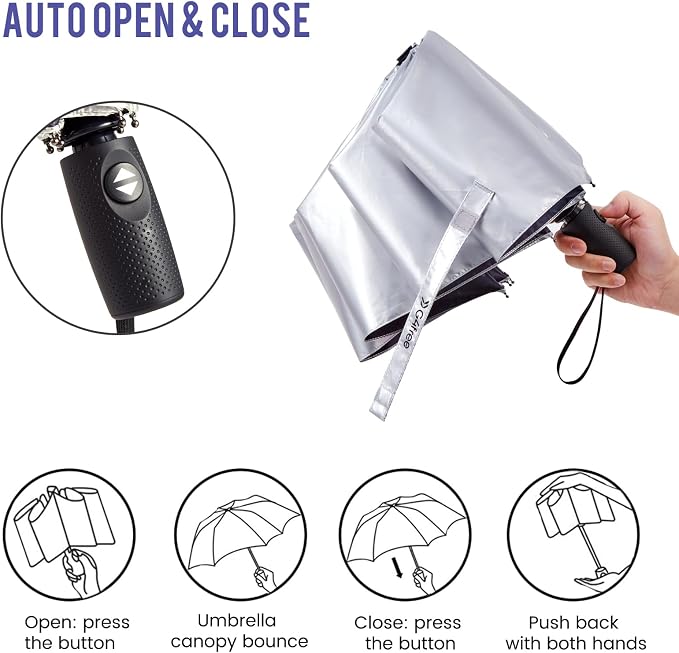 G4Free UPF 50+ UV Protection Large Travel Umbrella 42/46 Inch Auto Open Close - Image 4