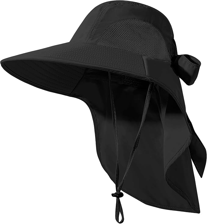 Womens Sun Hat UV Protection, Foldable Waterproof Wide Brim Bucket Hats by DOCVIT