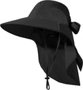 Womens Sun Hat UV Protection, Foldable Waterproof Wide Brim Bucket Hats by DOCVIT
