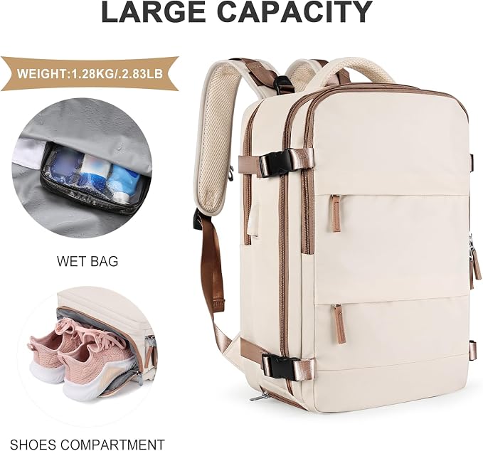 coowoz Large Travel Backpack For Women Men, Carry On Backpack Flight Approved - Image 6