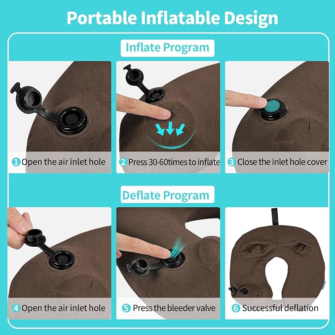2 Pack Inflatable Travel Neck Pillows - Image 4