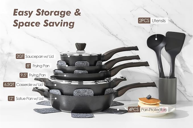 SENSARTE Pots and Pans Set Non stick, Non toxic Healthy Induction Cookware Set - Image 3